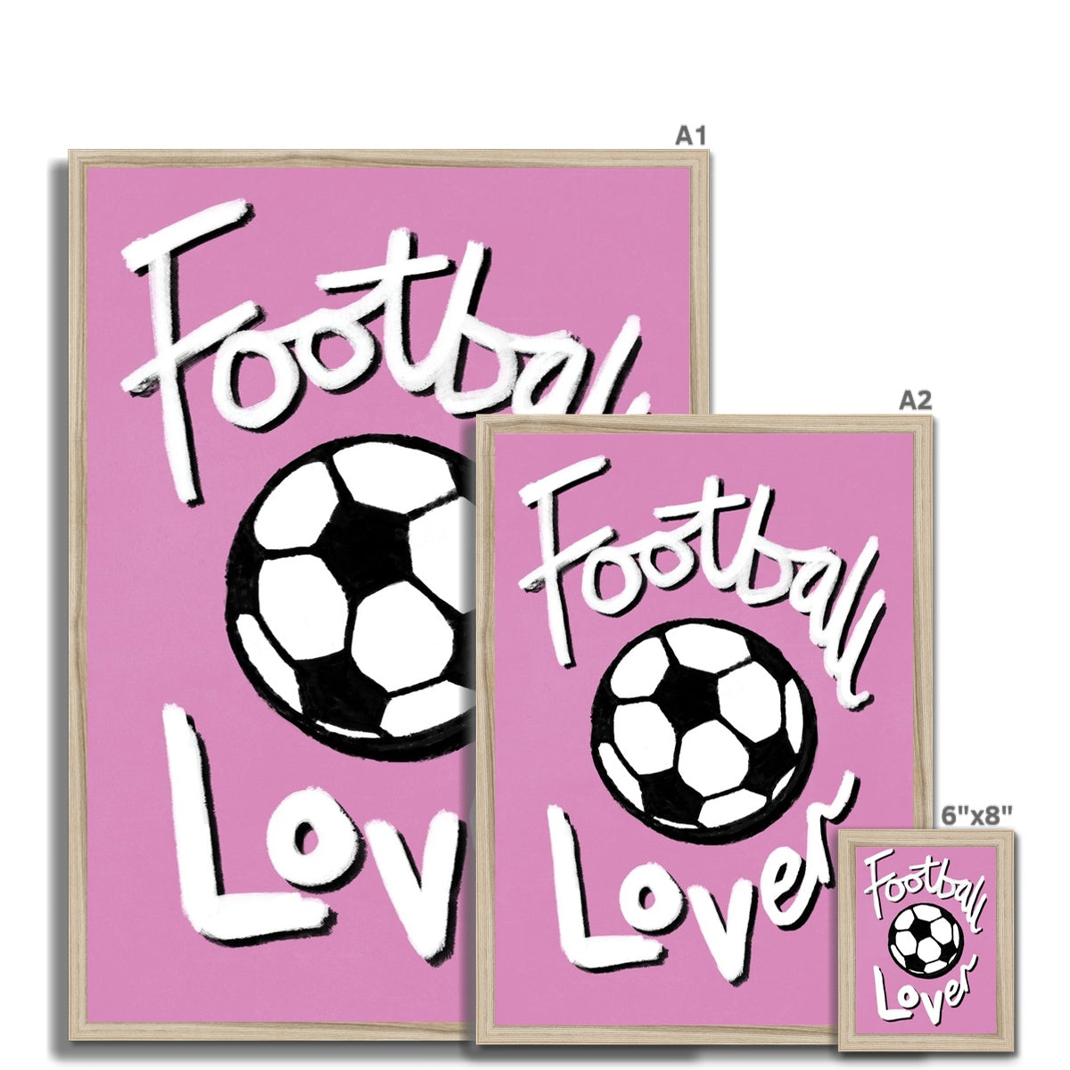 Football Lover Print - Pink, Black, White Framed Print