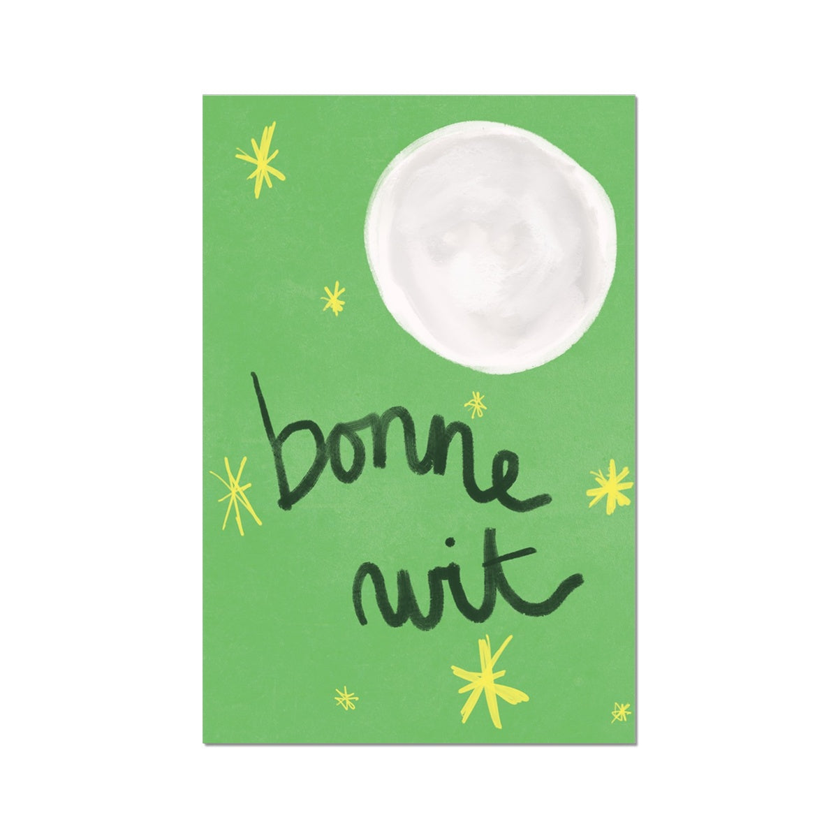 Bonne Nuit Print - Green with Dark Green Fine Art Print