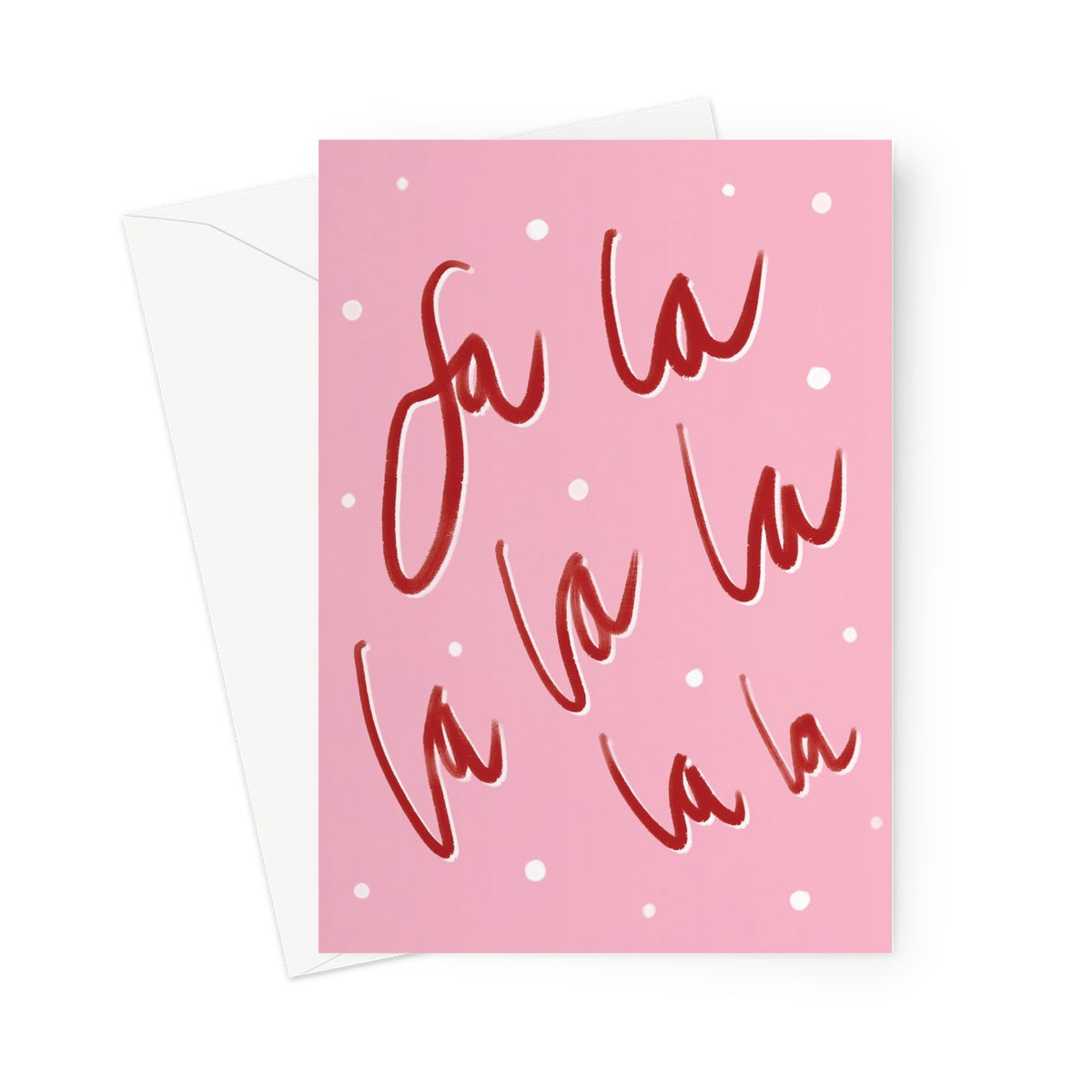 Fa La La La Pink and Red Christmas Greeting Card