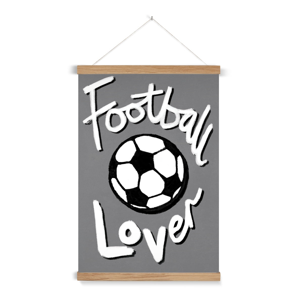Football Lover Print - Grey, White, Black Fine Art Print with Hanger