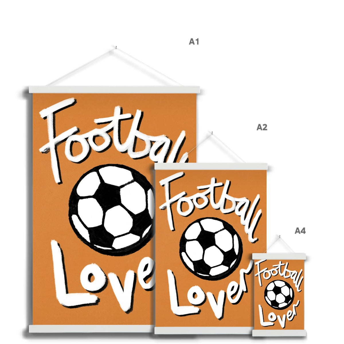 Football Lover Print - Brown, White, Black Fine Art Print with Hanger