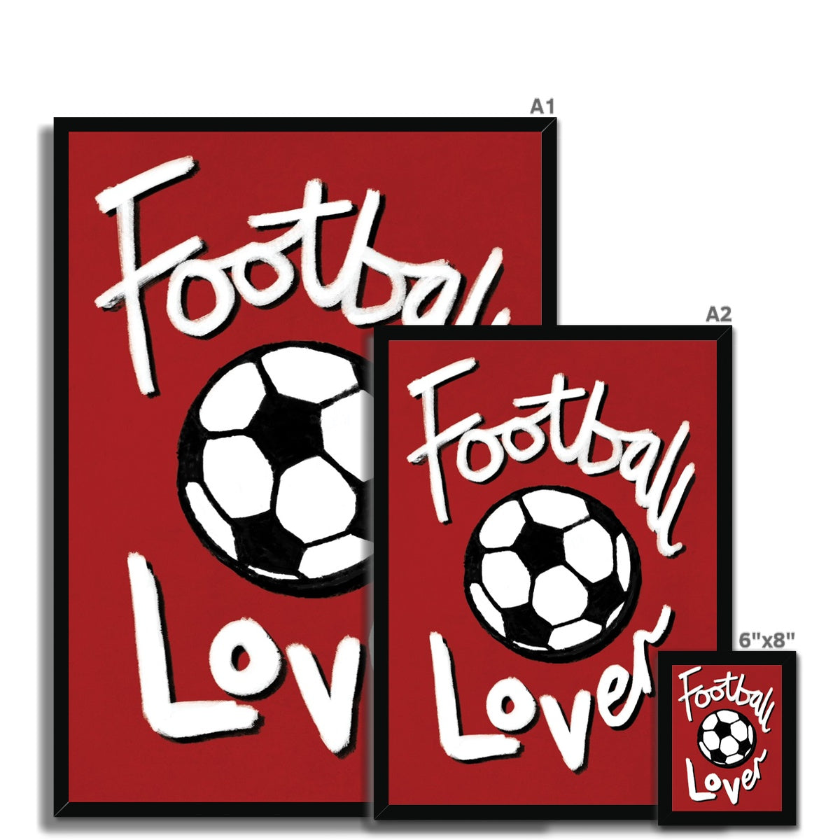 Football Lover - Red, Black and White Framed Print