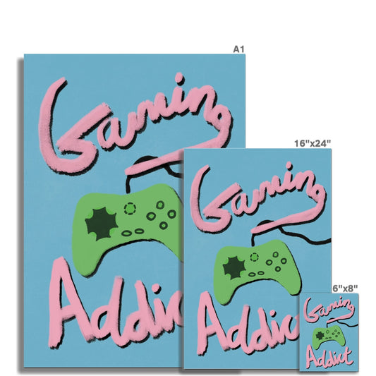 Gaming Addict Print - Blue, Pink, Green Fine Art Print