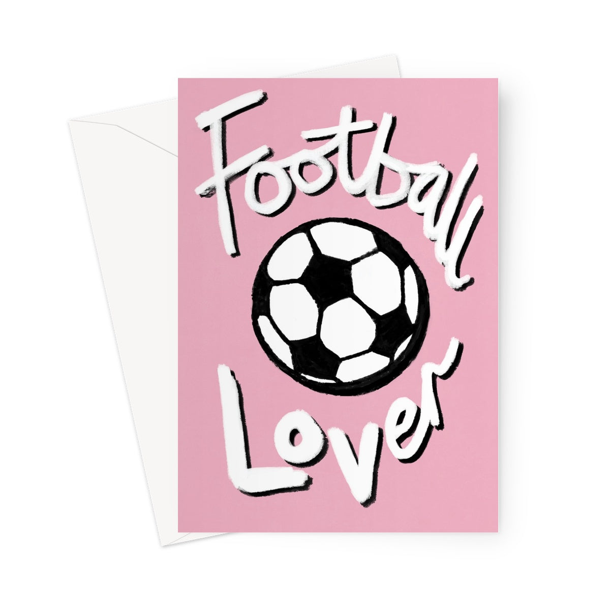 Football Lover Print - Light Pink, White, Black Greeting Card