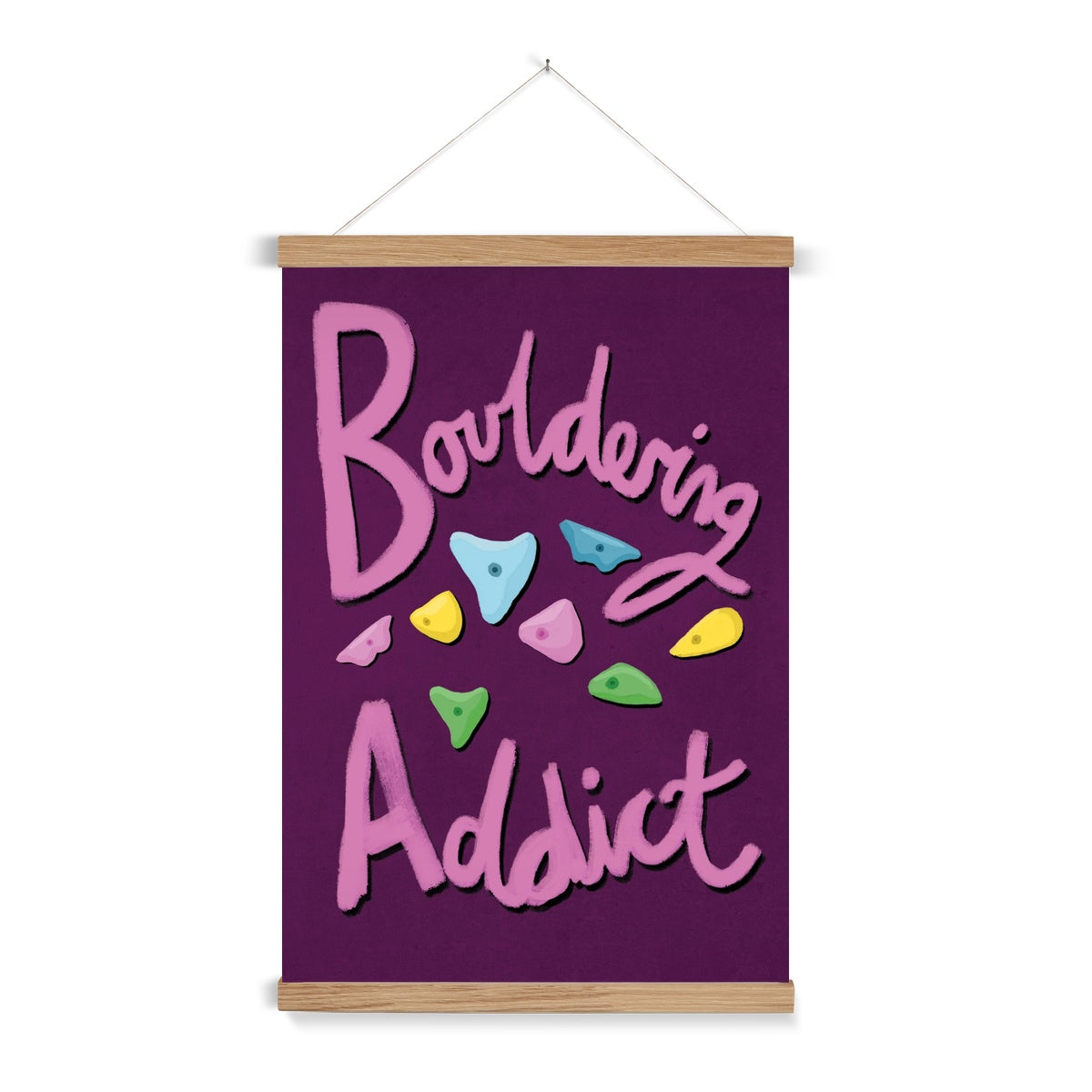 Bouldering Addict - Purple and Pink Fine Art Print with Hanger