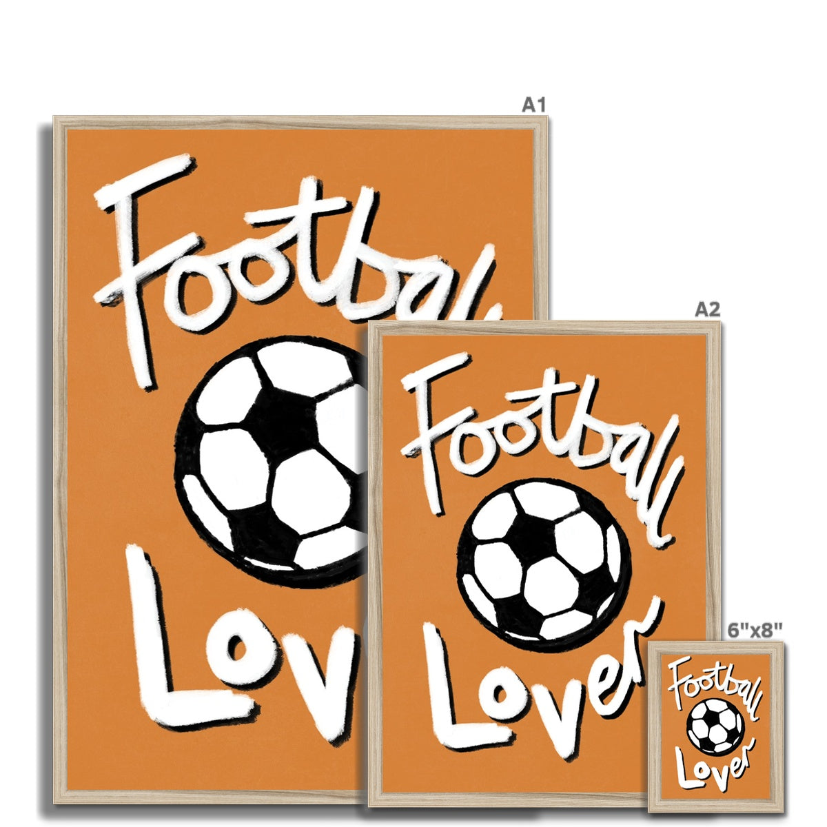 Football Lover Print - Brown, White, Black Framed Print