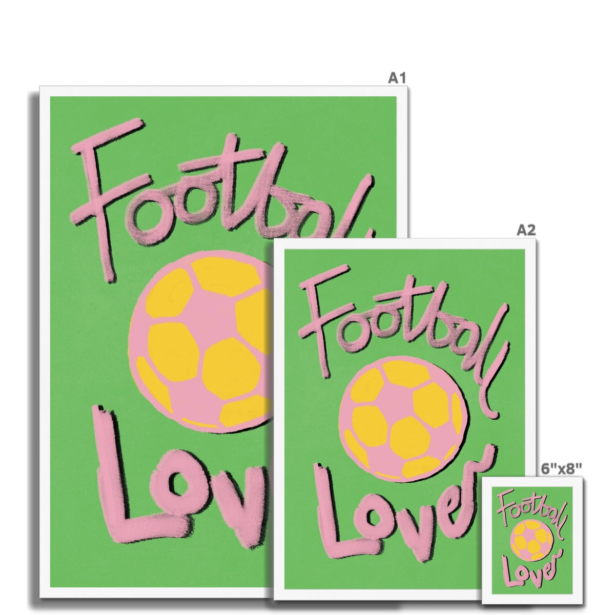 Football Lover Print - Green, Pink, Yellow Framed Print