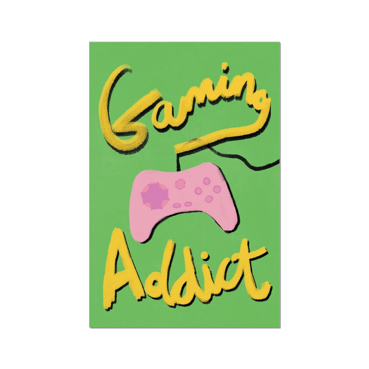 Gaming Addict Print - Green, Yellow, Pink Fine Art Print
