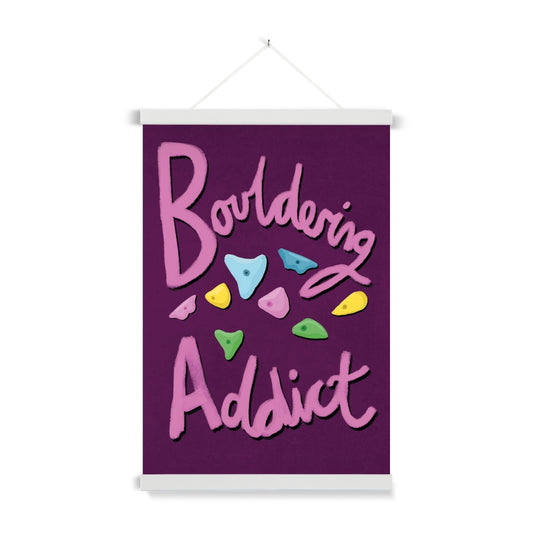 Bouldering Addict - Purple and Pink Fine Art Print with Hanger