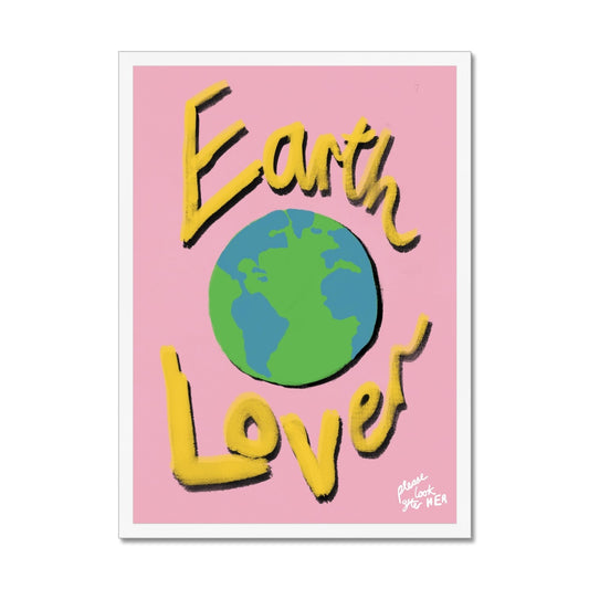 Earth Lover Print - Light Pink, Yellow Framed Print