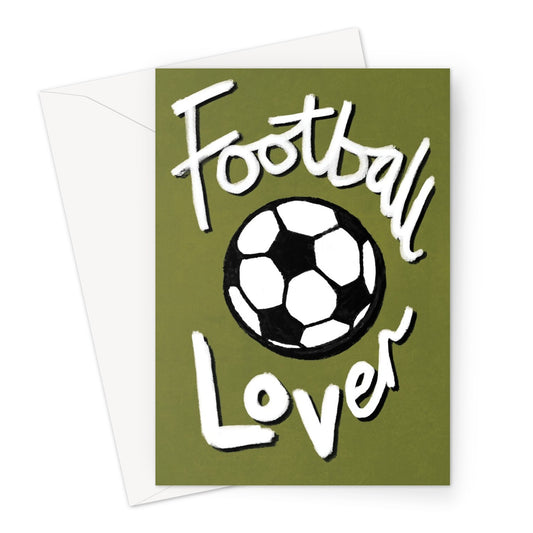Football Lover Print - Olive Green, Black, White Greeting Card