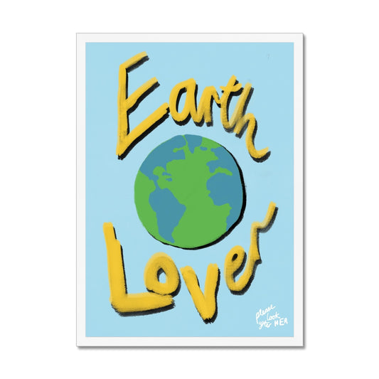 Earth Lover Print - Blue, Yellow Framed Print