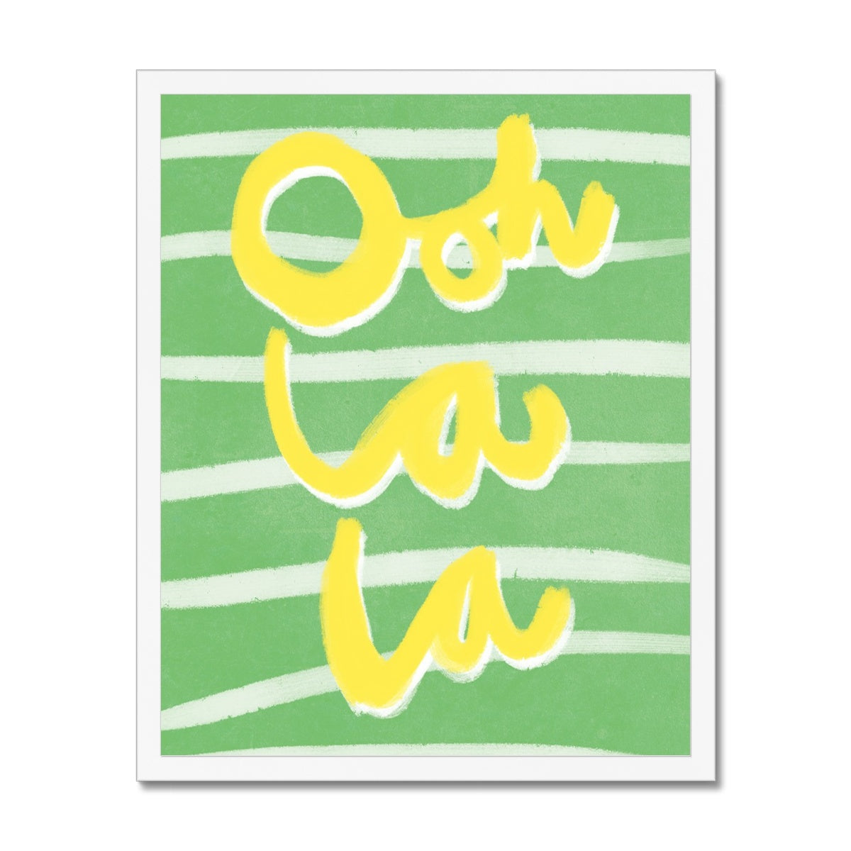 Ooh La La Art Print - Green, Yellow and White Framed Print