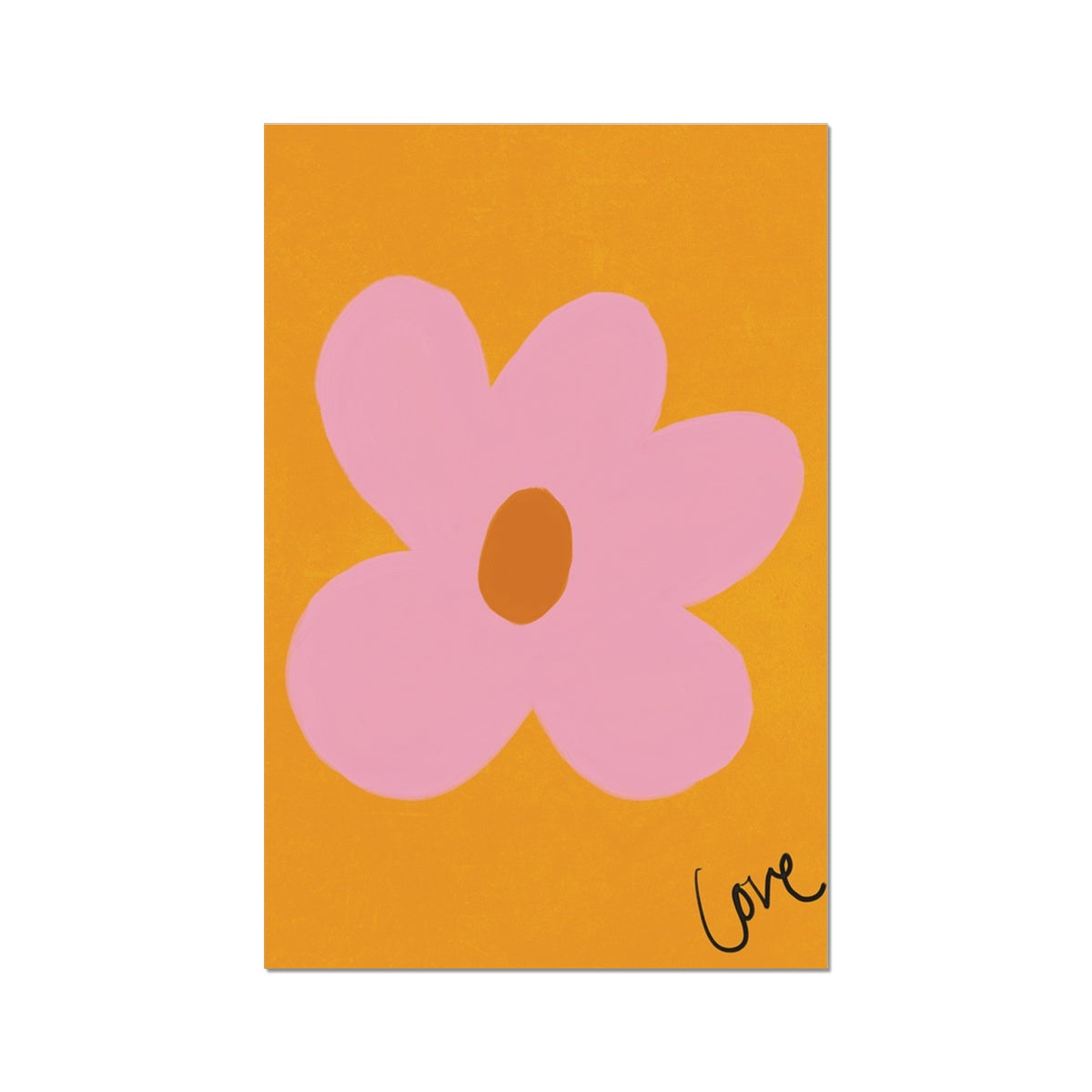 Love Flower Print-Brown, Pink, Brown Fine Art Print