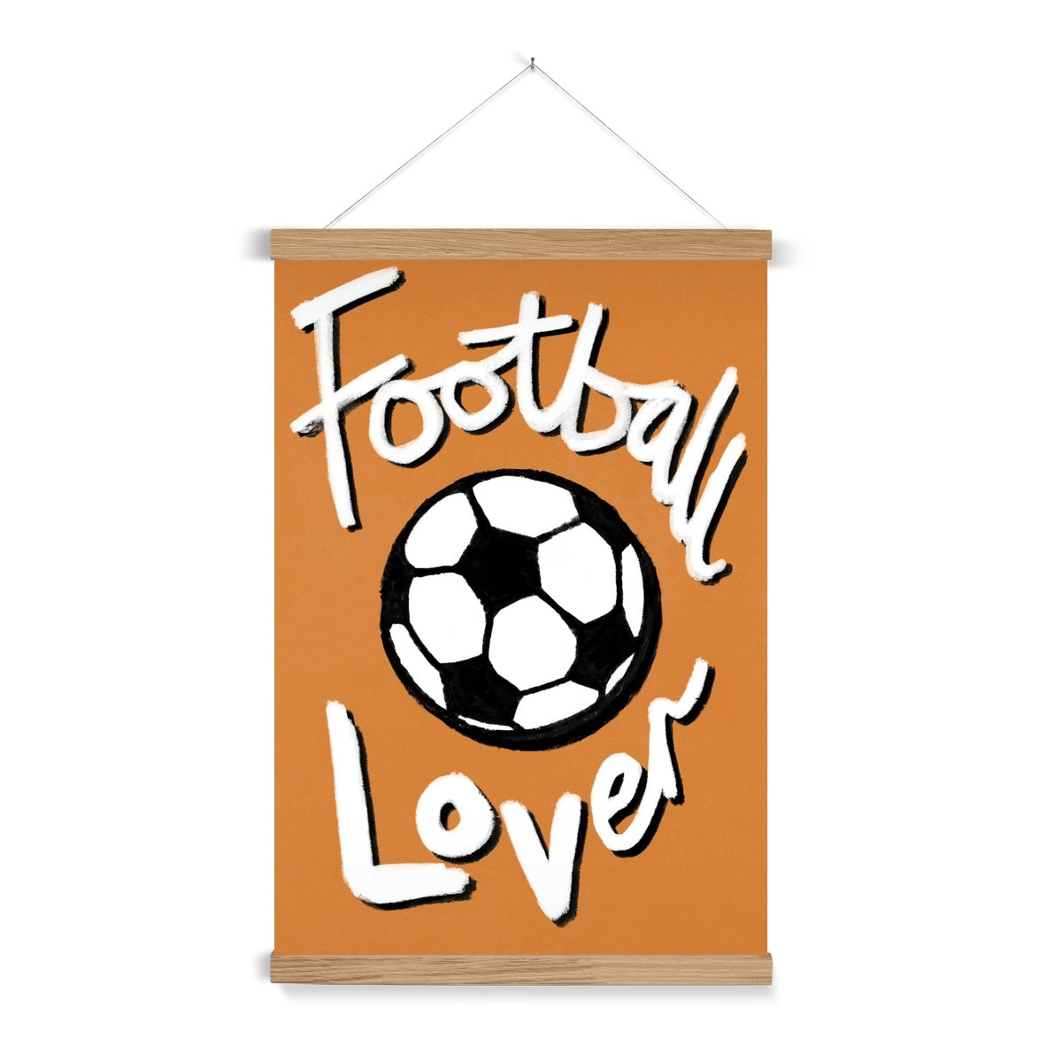 Football Lover Print - Brown, White, Black Fine Art Print with Hanger