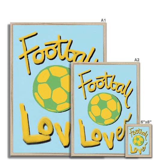 Football Lover Print - Light Blue, Yellow, Green Framed Print