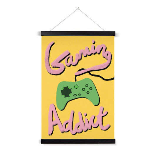 Gaming Addict - Pink, Yellow, Green Fine Art Print with Hanger