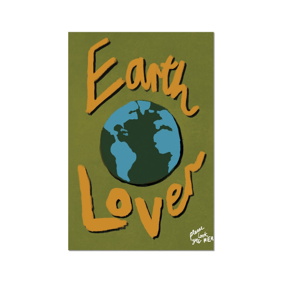 Earth Lover Print - Olive Green, Blue, Orange Fine Art Print