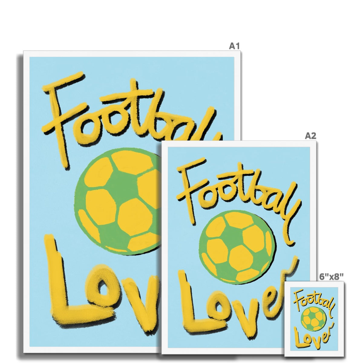 Football Lover Print - Light Blue, Yellow, Green Framed Print