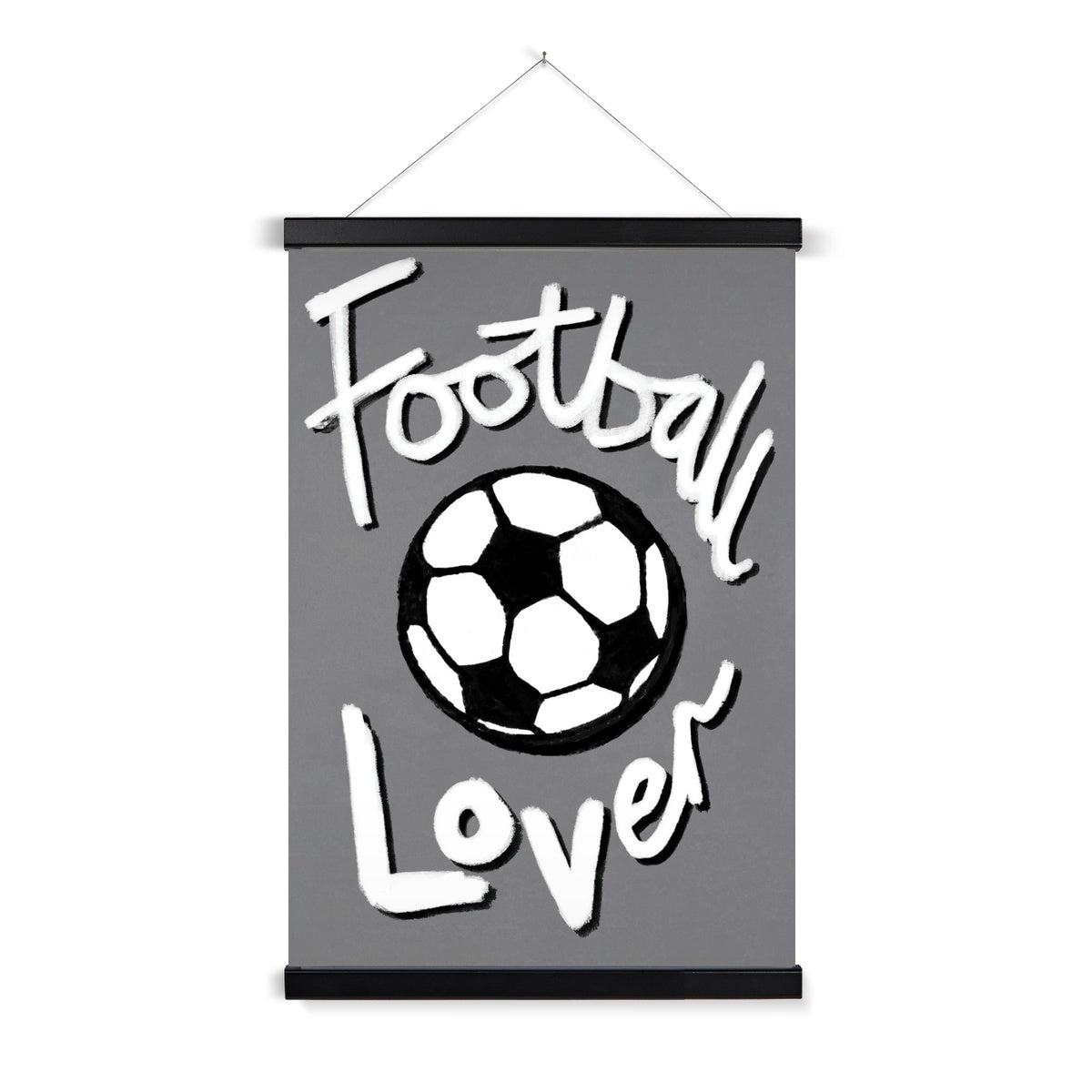 Football Lover Print - Grey, White, Black Fine Art Print with Hanger