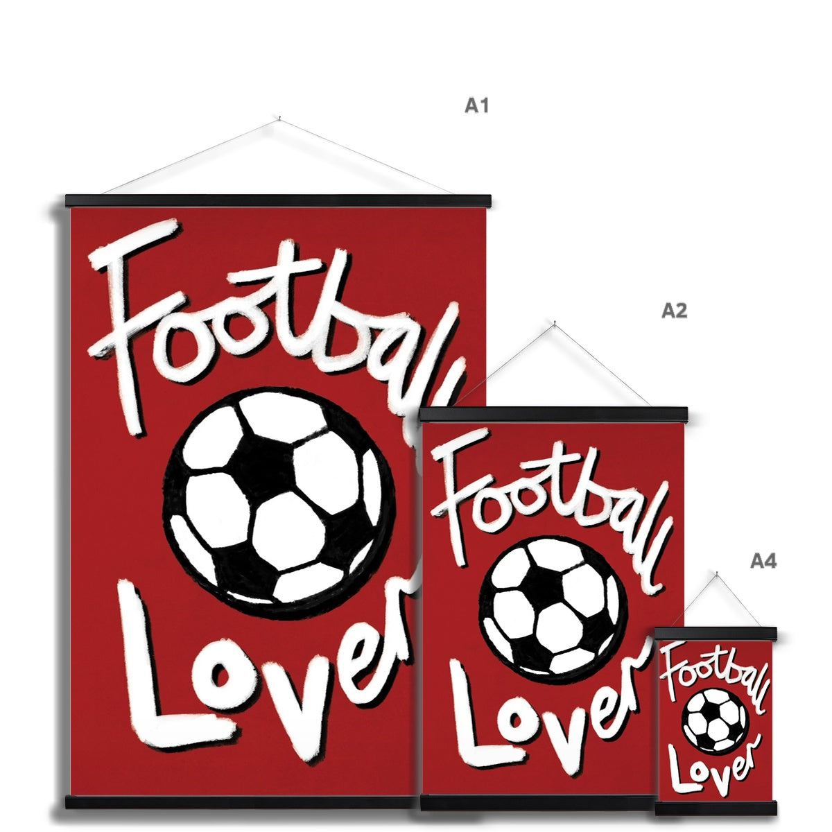 Football Lover - Red, Black and White Fine Art Print with Hanger