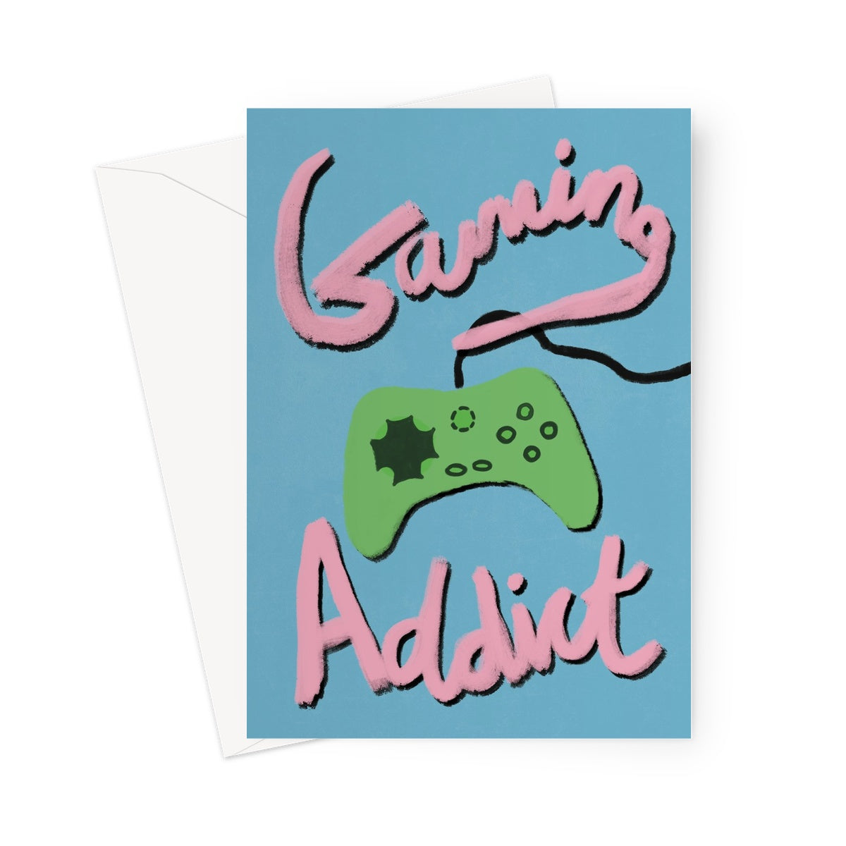 Gaming Addict Print - Blue, Pink, Green Greeting Card