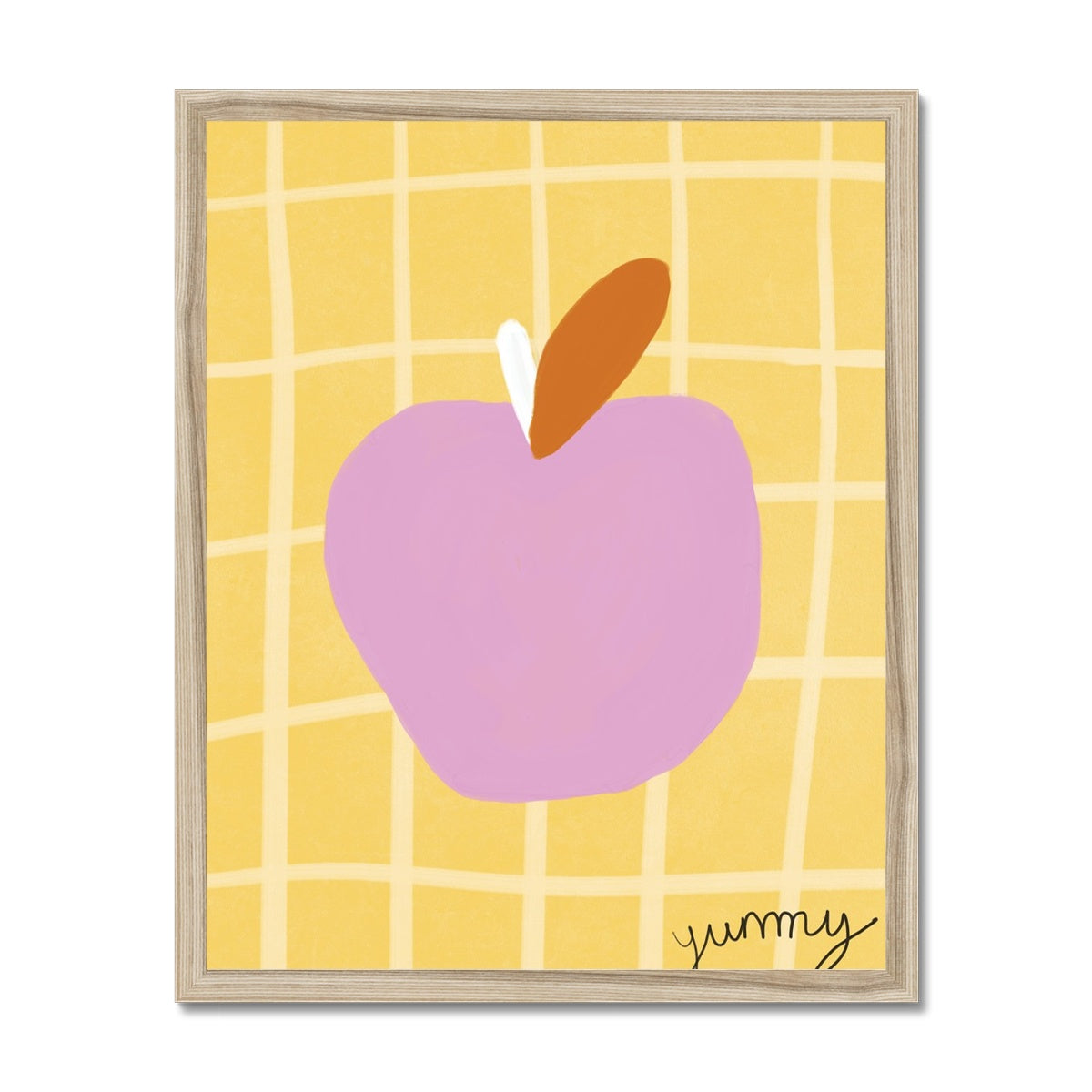 Yummy Apple Print - Yellow, Pink Framed Print