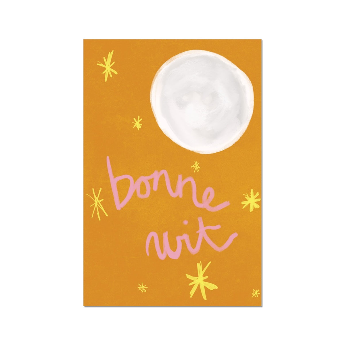 Bonne Nuit Print - Brown with Pink Fine Art Print