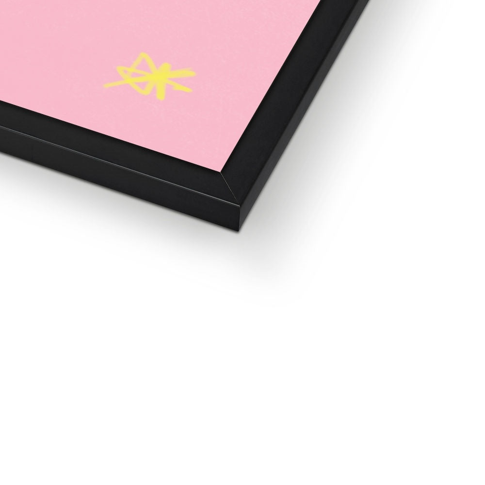 Bonne Nuit Print - Pink with Brown Framed Print