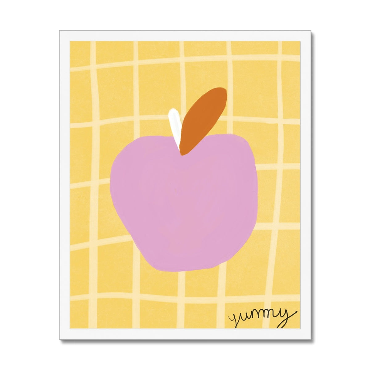 Yummy Apple Print - Yellow, Pink Framed Print