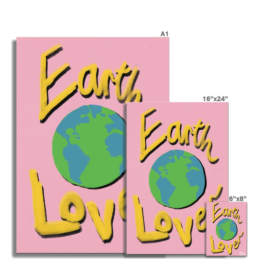 Earth Lover Print - Light Pink, Yellow Fine Art Print