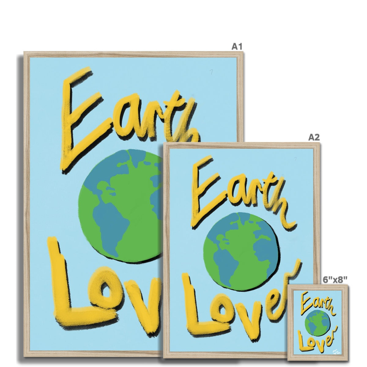 Earth Lover Print - Blue, Yellow Framed Print