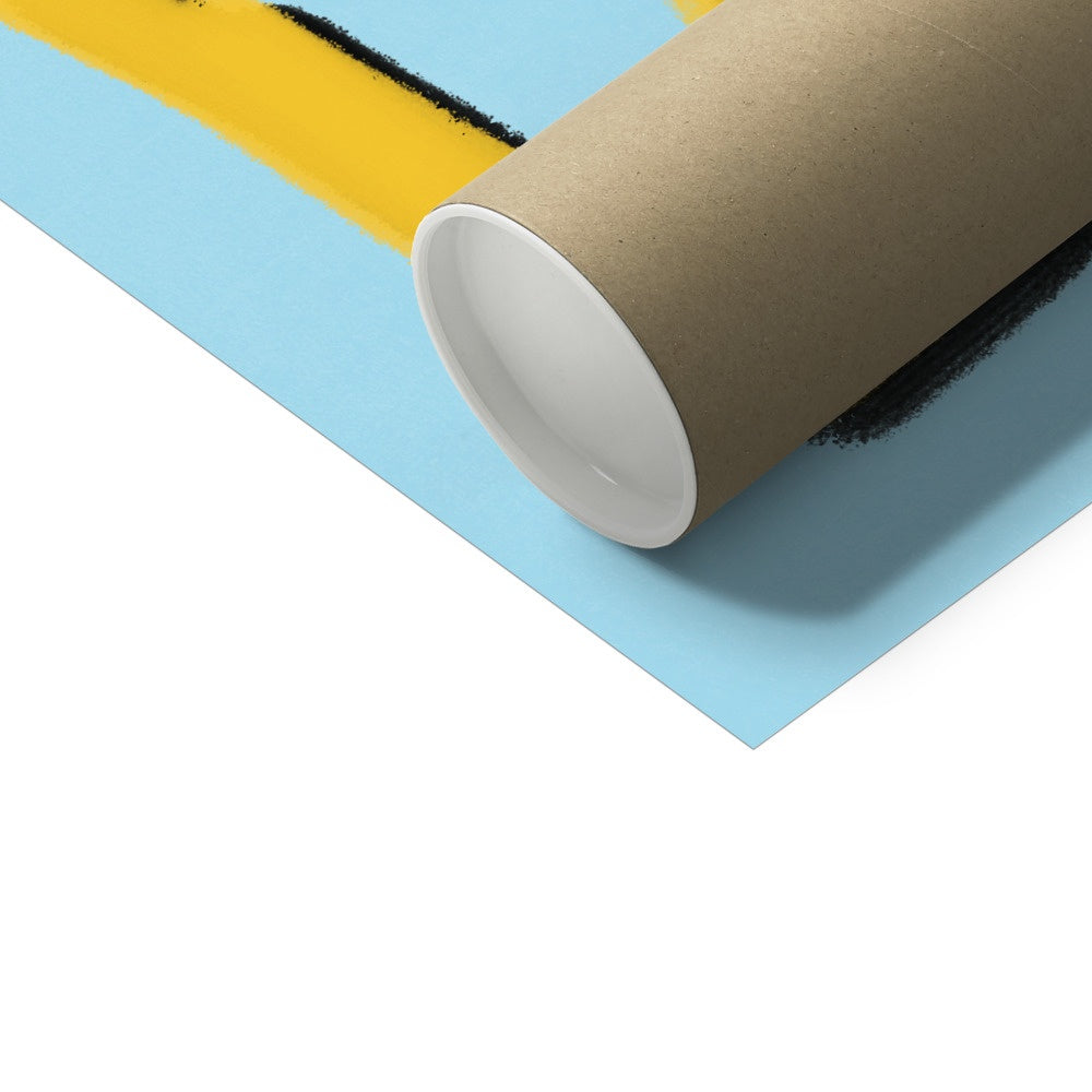 Football Lover Print - Light Blue, Yellow, Green Fine Art Print