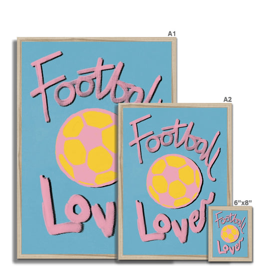 Football Lover Print - Blue, Yellow, Pink Framed Print