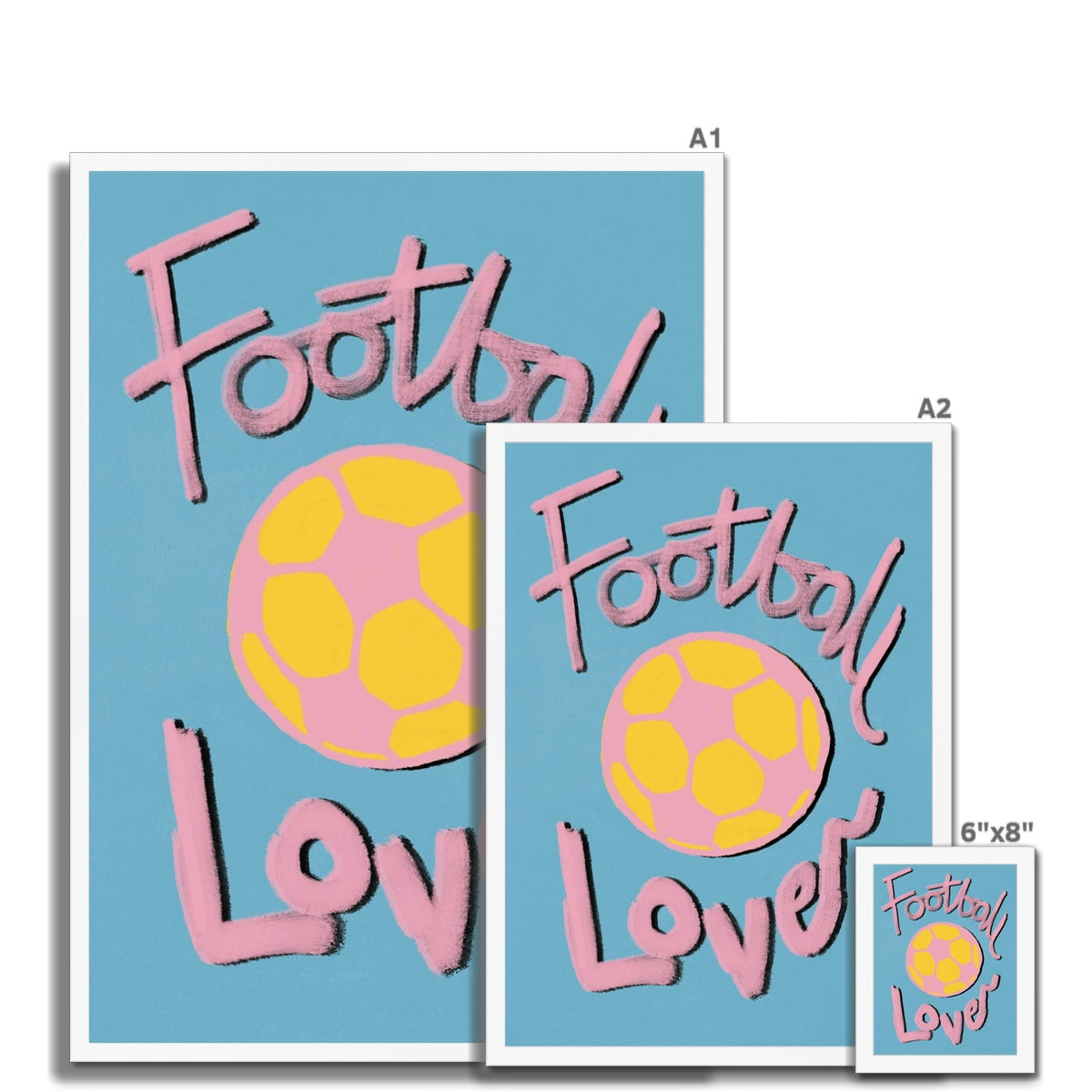 Football Lover Print - Blue, Yellow, Pink Framed Print