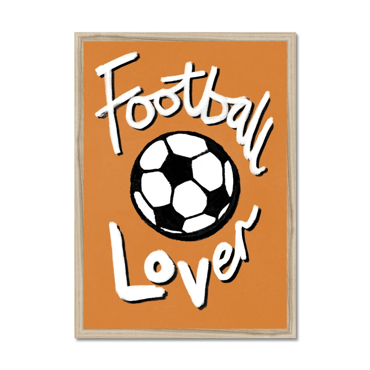 Football Lover Print - Brown, White, Black Framed Print