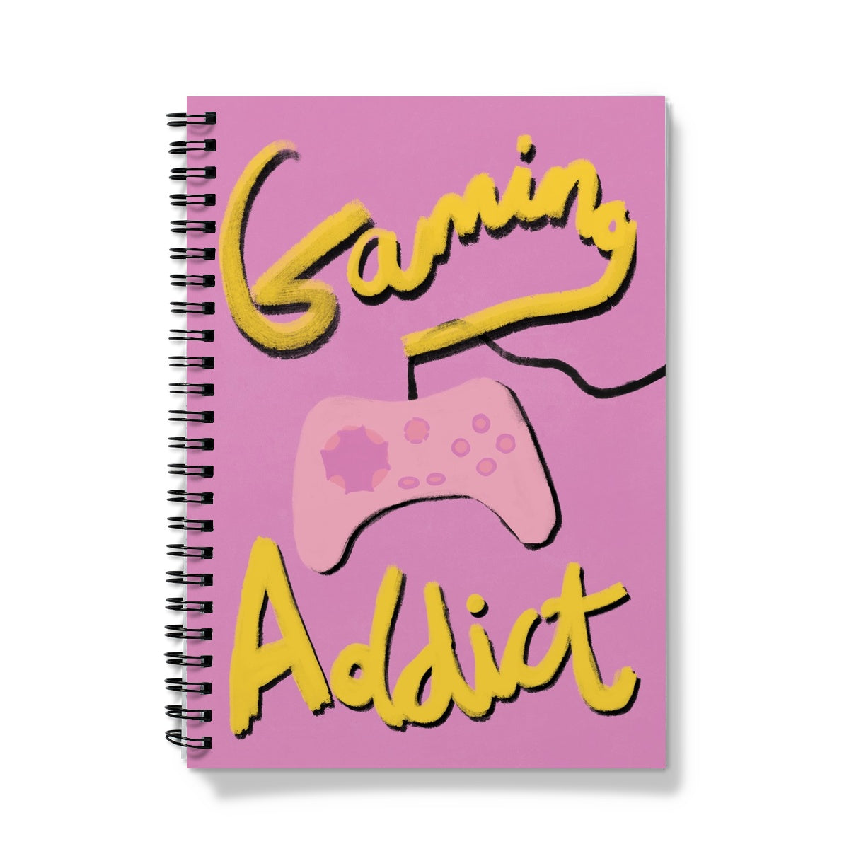 Gaming Addict Print - Pink, Yellow Notebook