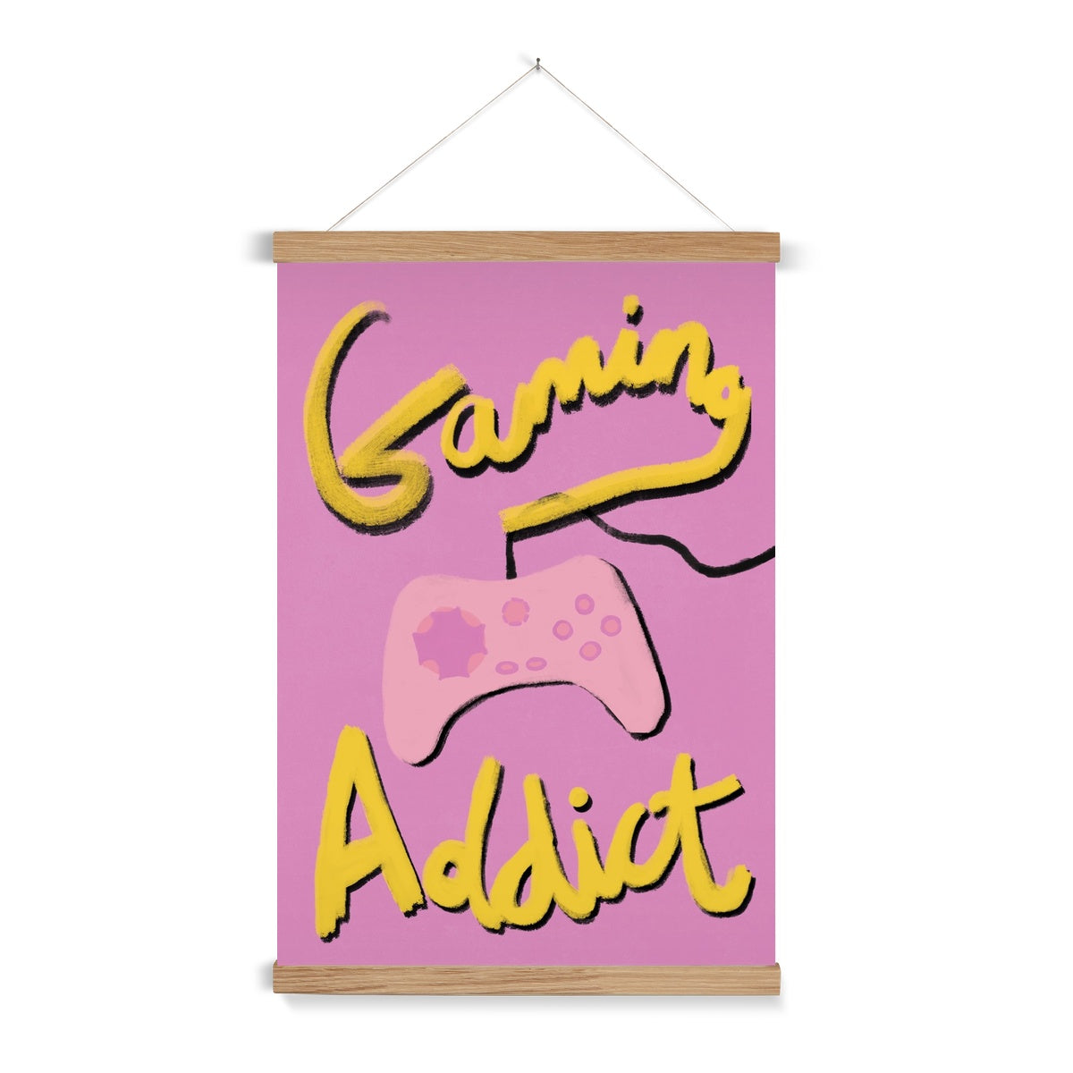 Gaming Addict - Pink, Yellow Fine Art Print with Hanger