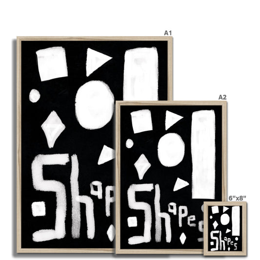 Shapes Print - Black, white Framed Print