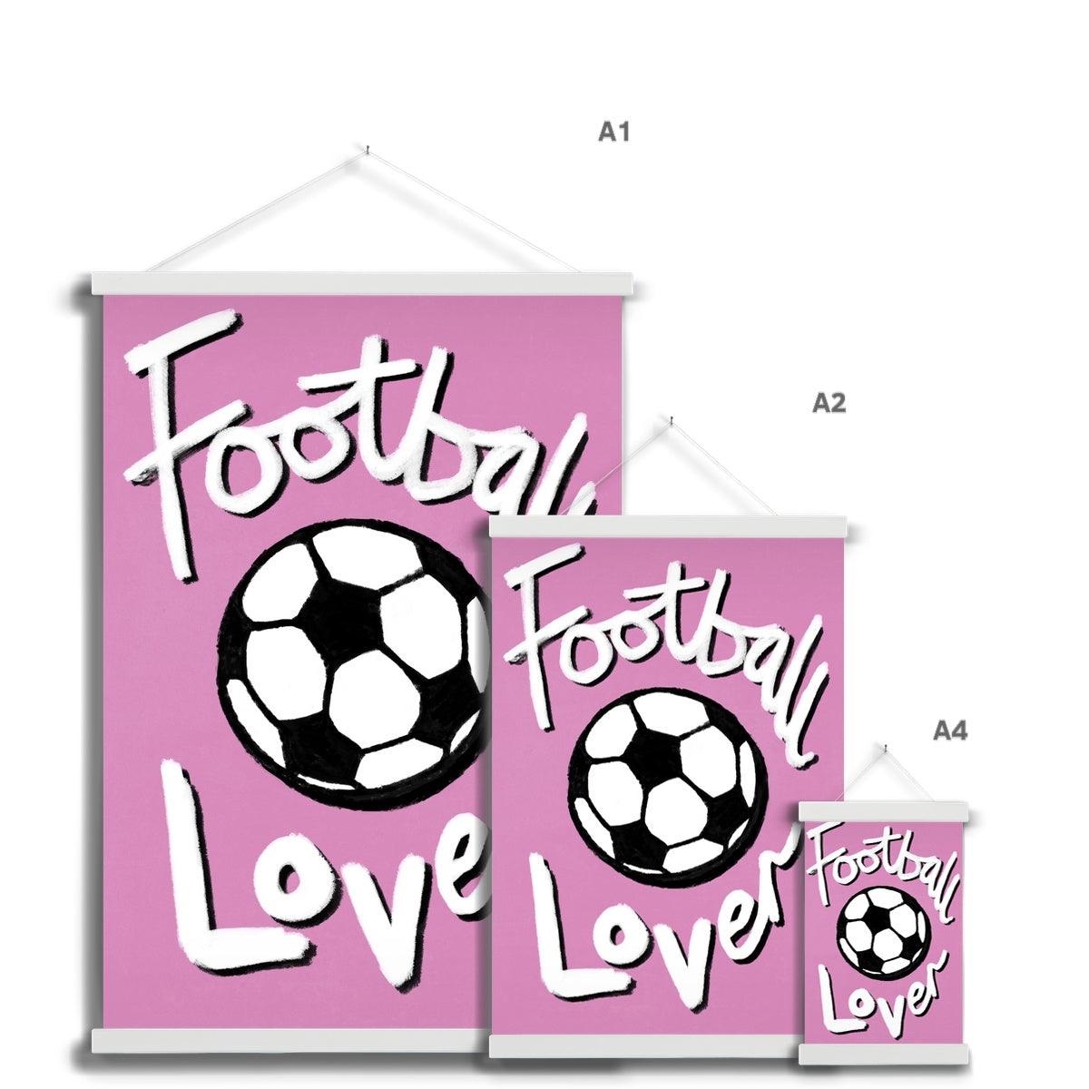 Football Lover Print - Pink, Black, White Fine Art Print with Hanger