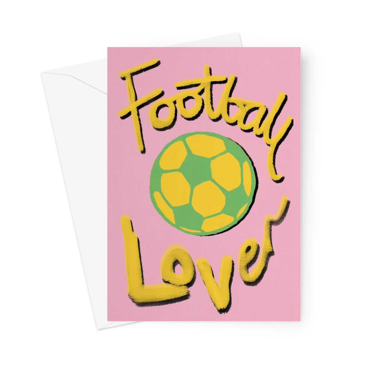 Football Lover Print - Pink, Yellow, Green Greeting Card