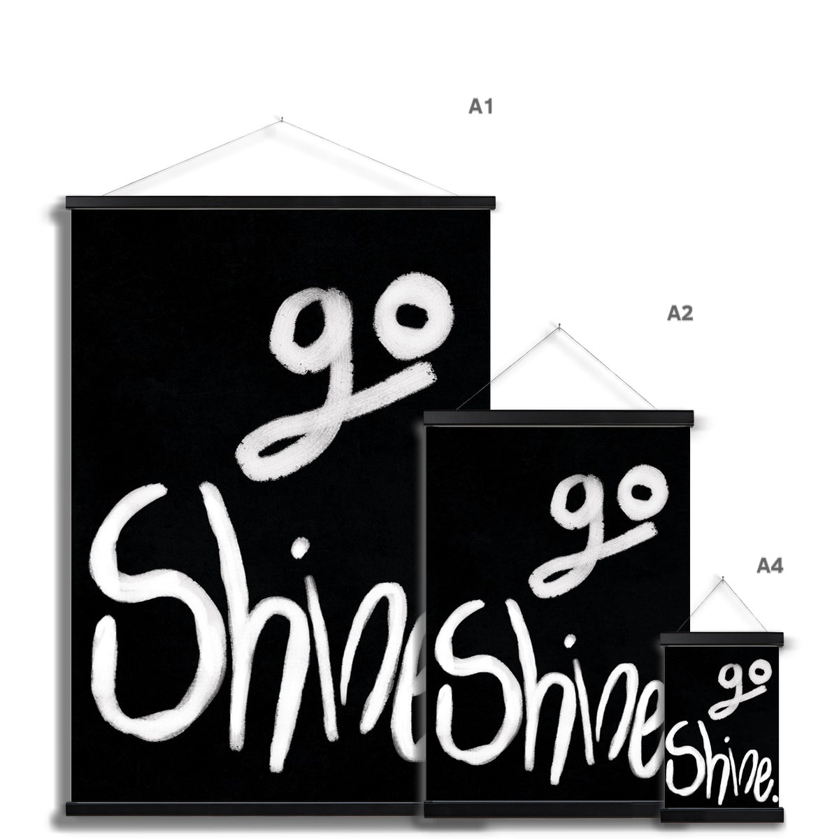 Go Shine - Black, White Fine Art Print with Hanger