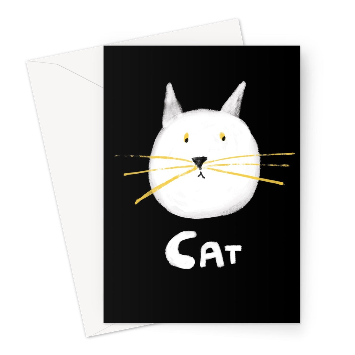 Cat Print - Black with white Greeting Card