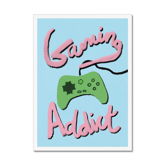 Gaming Addict Print - Light Blue, Pink, Green Framed Print