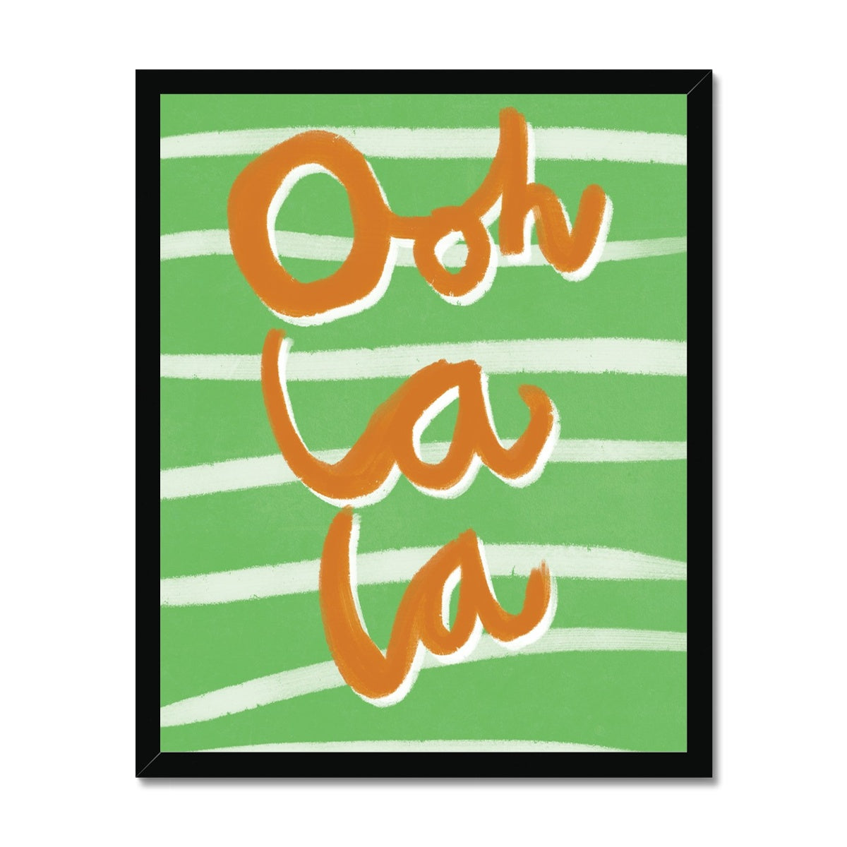 Ooh La La Art Print - Green, White and Brown Framed Print