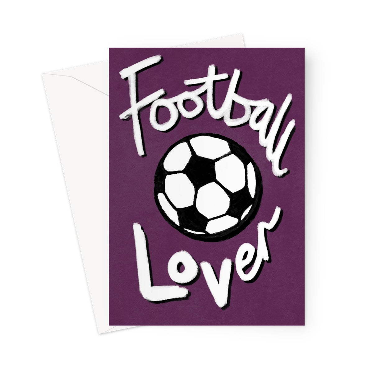 Football Lover Print - Plum, Black, White Greeting Card