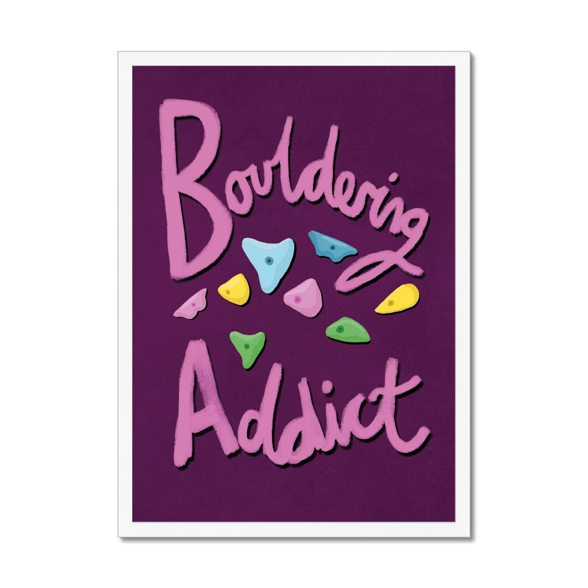 Bouldering Addict - Purple and Pink Framed Print