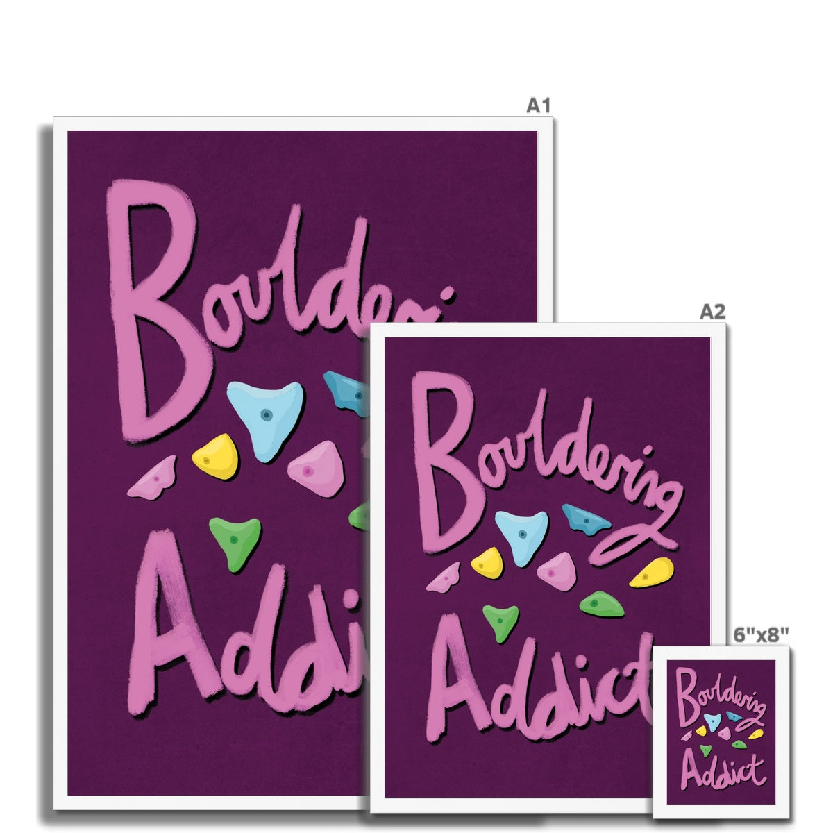 Bouldering Addict - Purple and Pink Framed Print