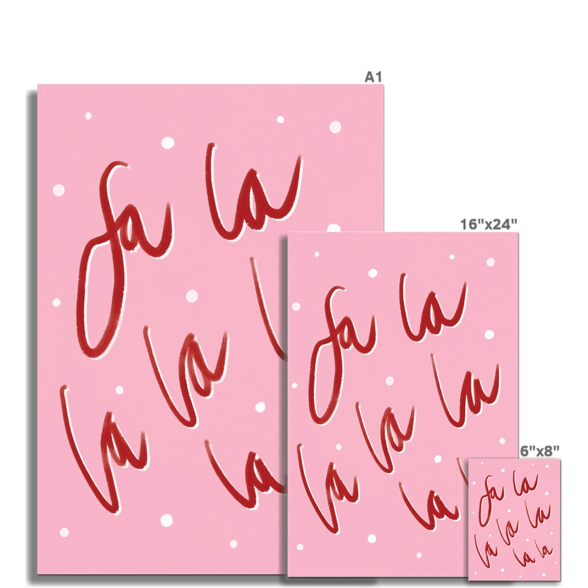 Fa La La La Pink and Red Christmas Fine Art Print