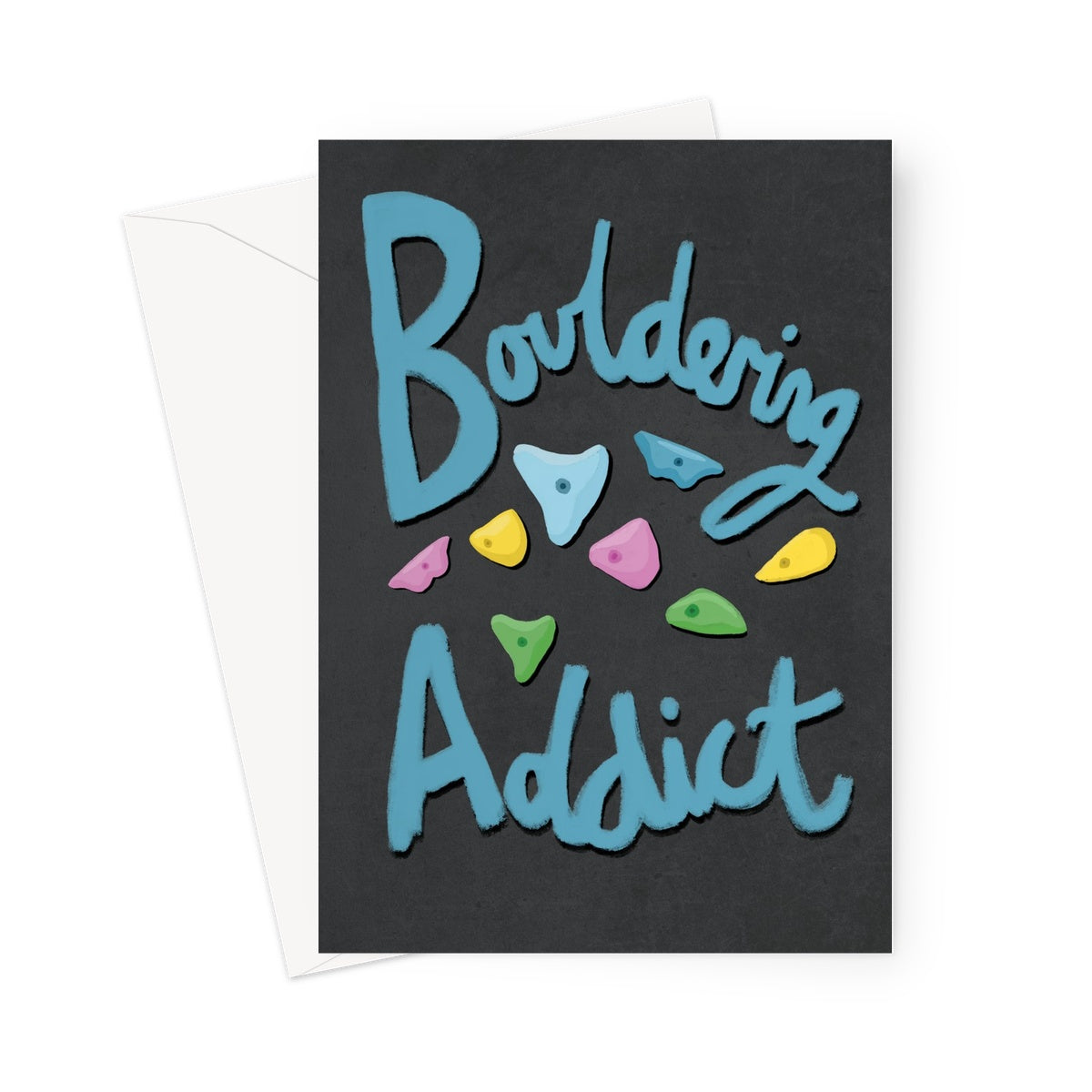 Bouldering Addict - Black and Blue Greeting Card